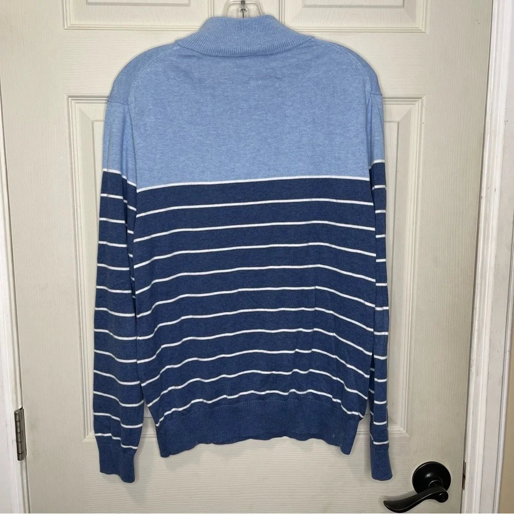 Vineyard Vines Men’s 1/4 Zip Cotton Striped Pullover Sweater Blue White Sz S
